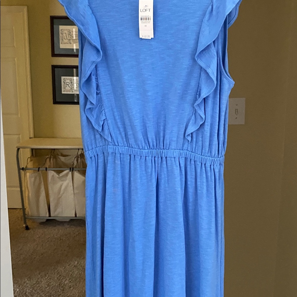 LOFT Sky Blue Ruffled Dress